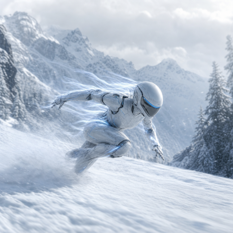 Mercury 2 diffusion AI — anime-style snowy alpine scene