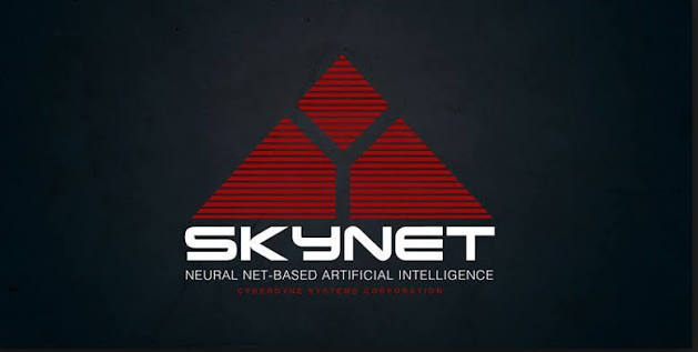 Skynet-style neural net logo illustrating the AI singularity claim