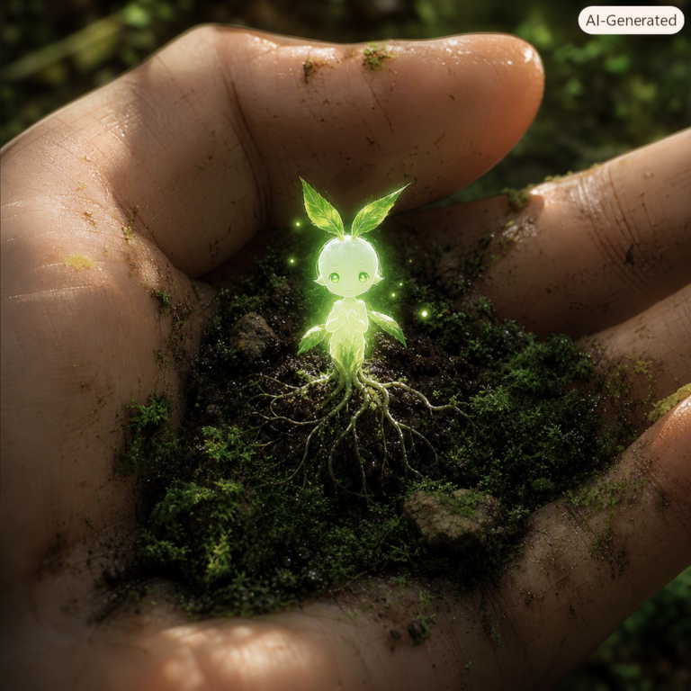 South Korea free national AI for every citizen, seedling in a hand