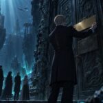 Official hanging a new brass nameplate over an old one on a deep-sea door, Super Intelligence executive order